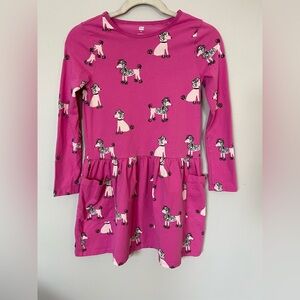 Tea Collection Pink Cotton Dress with Pockets and Dog Print Girl’s Size 12